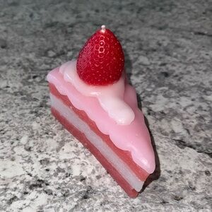 Strawberry Cake Slice candle - Pink & Red